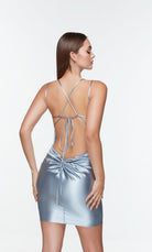 UNK-4523. Short, V-neck, Straight, Strappy Back image 3