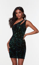 UNK-4603. Short, One Shoulder, Straight, Closed Back image 3