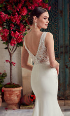 UNK-Wedding Dress: 7016. Long, Plunging Neckline, Fit and Flare image 2