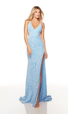 UNK-61339. Long, V Neck, Straight, Strappy Back image 8