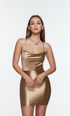 UNK-4528. Short, Cowl Neck, Straight, Strappy Back image 0