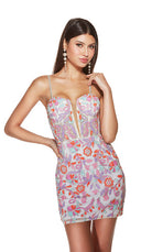 UNK-4881. Short, Plunging Neckline, Straight image 4