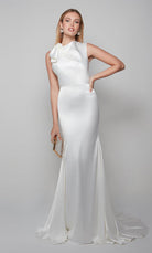 UNK-7067. Long, High Neck, Fit N Flare, Closed Back image 0