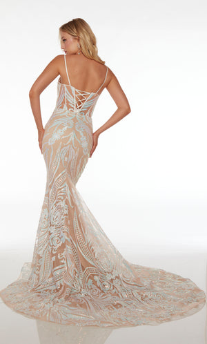 UNK-61724. Long, Plunging Neckline, Fit And Flare image 1