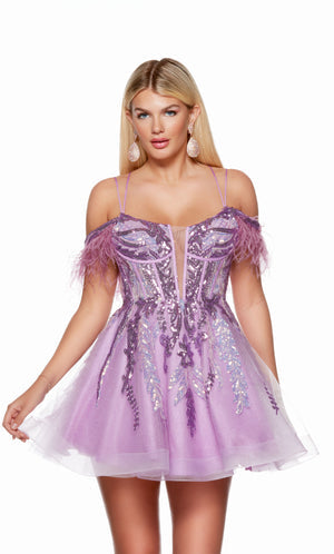 UNK-3161. Short, Plunging Neckline, A-line image 0