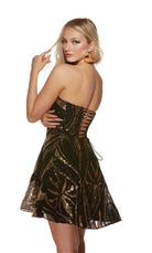 UNK-3782. Short, Strapless, A-line, Lace-up Back image 1