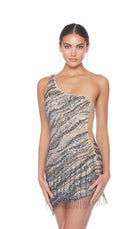 UNK-84011. Short, One Shoulder, Straight, Zip Up Back image 0
