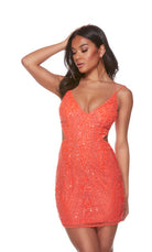 UNK-4644. Short, V-neck, Straight, Lace-up Back image 5