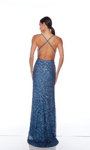 UNK-88002. Long, V Neckline, Straight, Open Back image 1