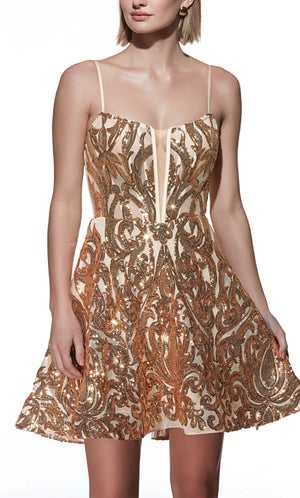 UNK-3768. Short, Plunging Neckline, A-line image 3