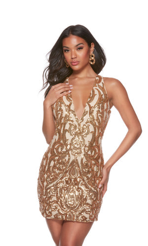 UNK-4642. Short, Plunging Neckline, Straight image 0