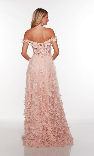 UNK-61308. Long, Off The Shoulder, A-line, Lace Up Back image 3