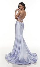 UNK-61169. Long Slinky Dress, V-neck, Fit N Flare image 5