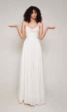 UNK-7100. Long, Cowl Neck, A-line, Open Back image 4