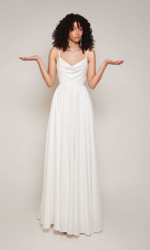 UNK-7100. Long, Cowl Neck, A-line, Open Back image 4