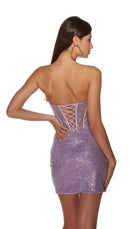 UNK-4827. Short, Strapless, Straight, Lace-up Back image 1