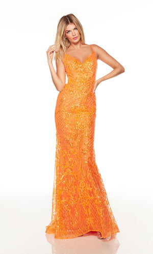 UNK-61330. Long, V-neck, Fit N Flare, Strappy Back image 0