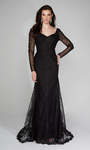 UNK-7030. Long Bridal Gown, V-neck, Fit N Flare image 6