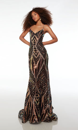 UNK-61698. Long, V-neckline, Mermaid, Strappy Back image 0