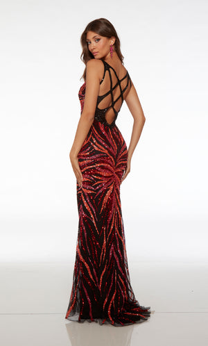 UNK-61694. Long, V-neck, Straight, Cut Out Back image 3