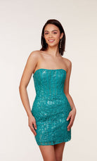 UNK-4616. Short, Strapless, Straight, Lace-up Back image 8