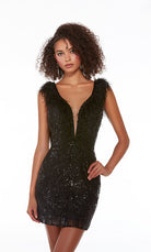 UNK-4676. Short, Plunging Neckline, Straight, Open Back image 1