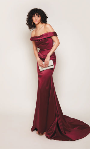 UNK-7064. Long, Off The Shoulder, Straight, Closed Back image 5