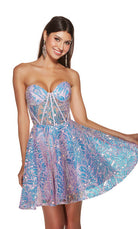 UNK-3779. Short, Sweetheart Neckline, A-line image 2