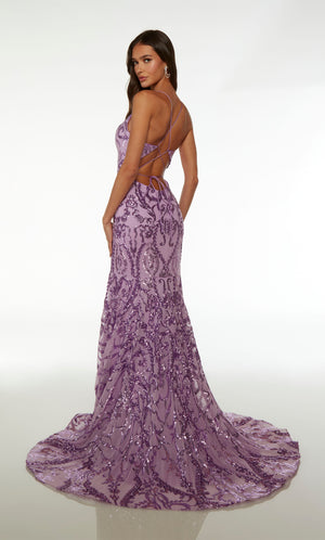 UNK-61659. Long, V Neckline, Fit N Flare, Open Back image 1