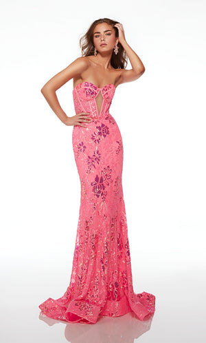 UNK-61505. Long, Strapless, Fit And Flare, Lace-up Back image 3