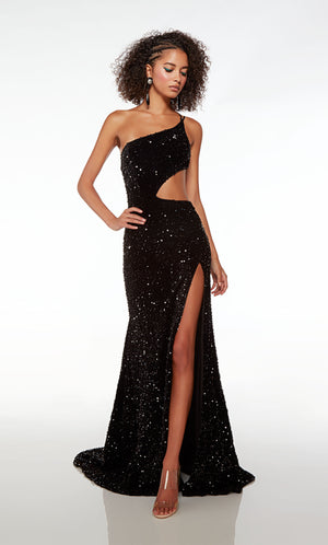 UNK-61707. Long, One Shoulder, Fit N Flare, Open Back image 2