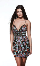UNK-4841. Short, V-neck, Straight, Strappy Back image 9