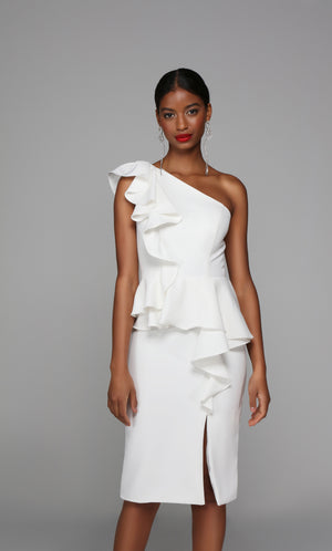 UNK-70007. Short, One Shoulder, Straight, Closed Back image 2
