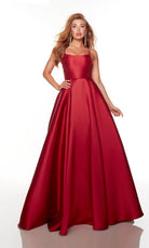 UNK-1751. Long, Scoop Neck, A-line, Lace Up Back image 0