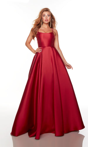 UNK-1751. Long, Scoop Neck, A-line, Lace Up Back image 0