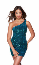 UNK-4774. Short, One Shoulder, Straight, Strappy Back image 0