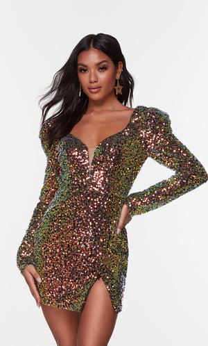 UNK-4540. Short, Plunging Neckline, Straight image 2