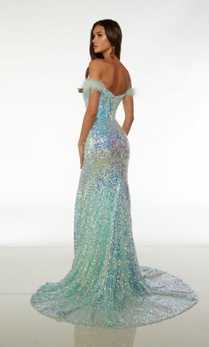 UNK-61502. Long, Off The Shoulder Neckline, Fit And Flare image 4