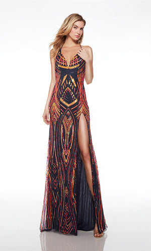 UNK-61692. Long, Plunging Neckline, Straight, Open Back image 2