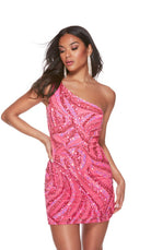 UNK-4641. Short, One Shoulder, Straight, Closed Back image 2