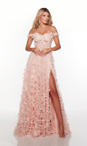 UNK-61308. Long, Off The Shoulder, A-line, Lace Up Back image 4