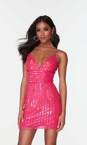 UNK-4536. Short, V-neck, Straight, Lace-up Back image 4
