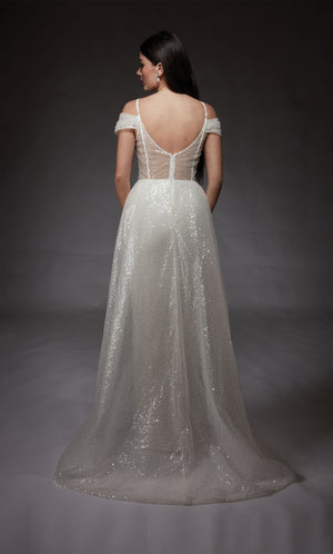 UNK-7101. Long, Off The Shoulder, Straight, Open Back image 4