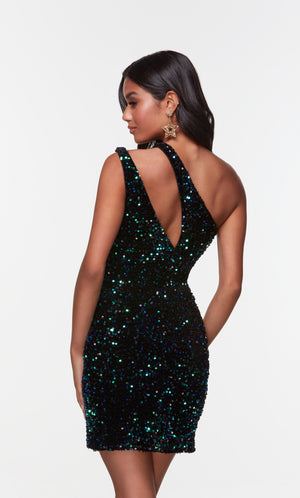 UNK-4603. Short, One Shoulder, Straight, Closed Back image 4