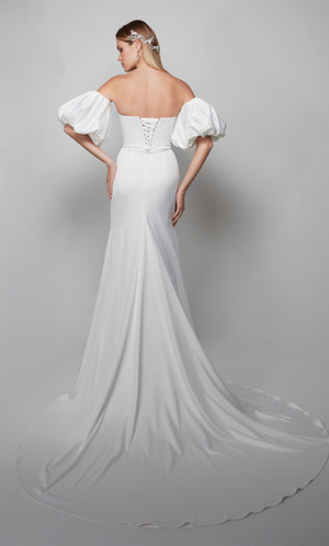 UNK-7056. Long, Strapless, Straight, Lace-up Back image 1