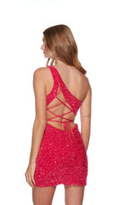 UNK-4774. Short, One Shoulder, Straight, Strappy Back image 3