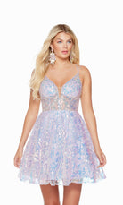UNK-3125. Short, Plunging Neckline, A-line image 2