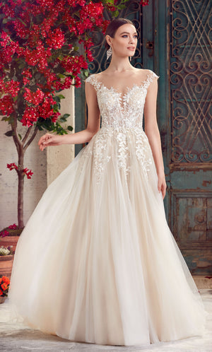 UNK-Wedding Dress: 5090. Long, Plunging Neckline, Medium Fullness image 0