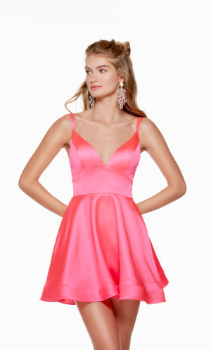 UNK-3126. Short, V-neck, A-line, Strappy Back image 0