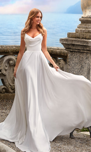 UNK-7100. Long, Cowl Neck, A-line, Open Back image 1